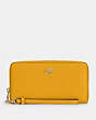 COACH®,LONG ZIP AROUND WALLET,Pebbled Leather,Mini,Gold/Flax,Front View
