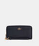 COACH®,LONG ZIP AROUND WALLET,Pebbled Leather,Gold/Midnight,Front View