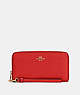 COACH®,LONG ZIP AROUND WALLET,Pebbled Leather,Mini,Im/Miami Red,Front View
