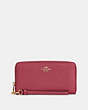 COACH®,LONG ZIP AROUND WALLET,Pebbled Leather,Mini,Gold/Rouge,Front View