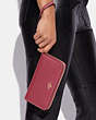 COACH®,LONG ZIP AROUND WALLET,Pebbled Leather,Mini,Gold/Rouge,Detail View