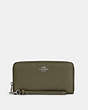 COACH®,LONG ZIP AROUND WALLET,Pebbled Leather,Mini,Silver/Surplus,Front View