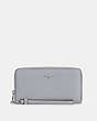 COACH®,LONG ZIP AROUND WALLET,Pebbled Leather,Silver/Granite,Front View