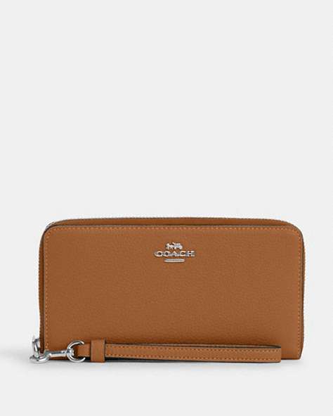 COACH®,LONG ZIP AROUND WALLET,Mini,Silver/Light Saddle,Front View