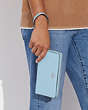 COACH®,LONG ZIP AROUND WALLET,Pebbled Leather,Mini,Silver/Waterfall,Detail View