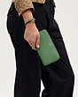 COACH®,LONG ZIP AROUND WALLET,Pebbled Leather,Mini,Silver/Soft Green,Detail View