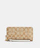 COACH®,LONG ZIP AROUND WALLET IN SIGNATURE CANVAS,pvc,Small,Gold/Light Khaki Chalk,Front View
