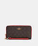 COACH®,LONG ZIP AROUND WALLET IN SIGNATURE CANVAS,pvc,Small,Gold/Brown 1941 Red,Front View