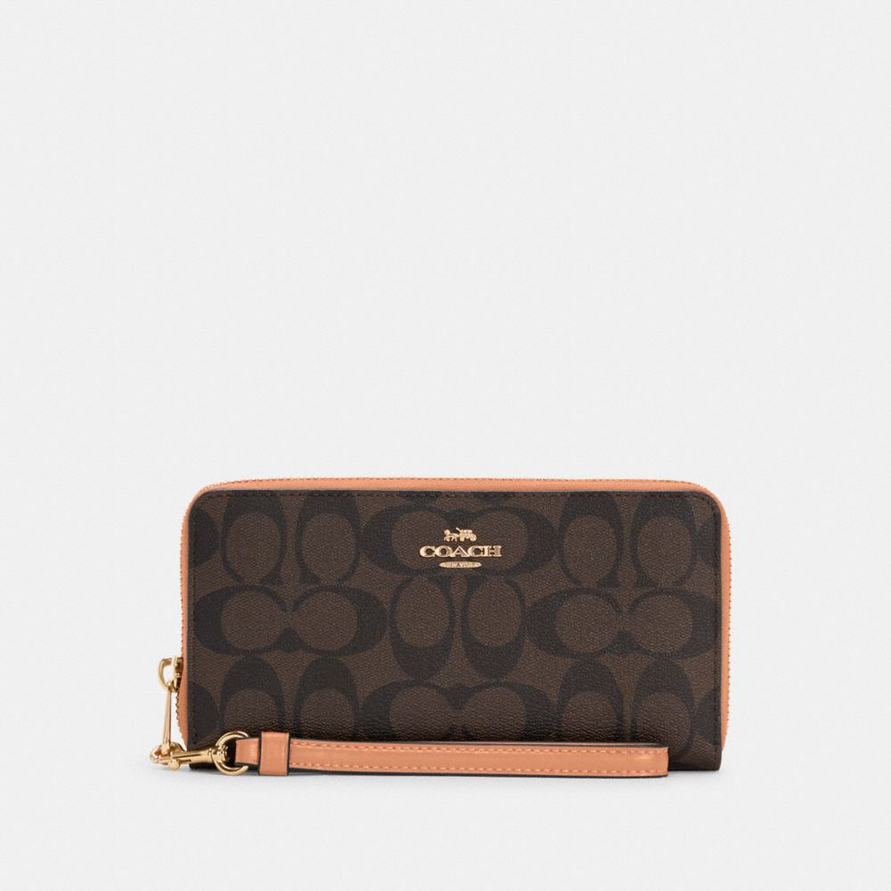 COACH® GB | Long Zip Around Wallet In Signature Canvas