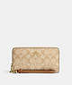 COACH®,LONG ZIP AROUND WALLET IN SIGNATURE CANVAS,pvc,Small,Im/Light Khaki/Light Saddle,Front View