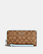 COACH®,LONG ZIP AROUND WALLET IN SIGNATURE CANVAS,pvc,Mini,Silver/Khaki/Waterfall,Front View