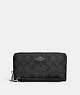 COACH®,LONG ZIP AROUND WALLET IN SIGNATURE CANVAS,pvc,Silver/Graphite/Black,Front View