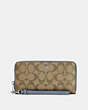 COACH®,LONG ZIP AROUND WALLET IN SIGNATURE CANVAS,pvc,Mini,Silver/Khaki/Marble Blue,Front View
