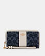 COACH®,LONG ZIP AROUND WALLET IN SIGNATURE JACQUARD,Gold/Denim Multi,Front View