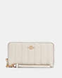 COACH®,LONG ZIP AROUND WALLET WITH QUILTING,Leather,Gold/Chalk,Front View