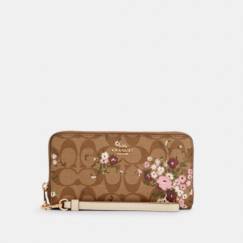 COACH® Outlet | Long Zip Around Wallet In Signature Canvas With