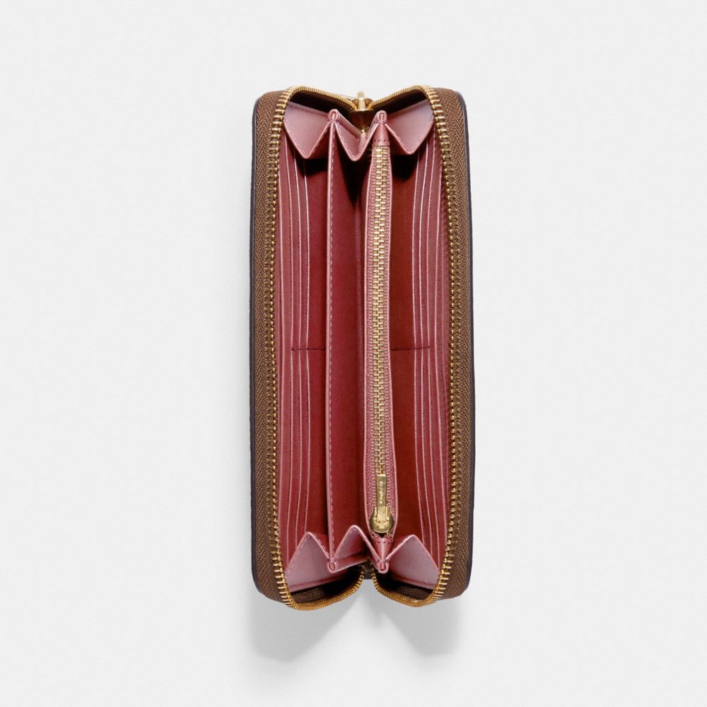 Portefeuille long zippé en toile emblématique avec imprimé floral Evergreen