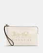 COACH®,LARGE CORNER ZIP WRISTLET WITH HORSE AND CARRIAGE,Leather,Mini,Gold/Chalk/Vanilla Cream,Front View