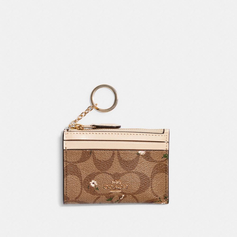 COACH Women's Mini Skinny ID Case (Signature Canvas - Light Khaki/Chalk) :  Electronics 