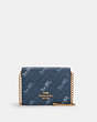 COACH®,MINI WALLET WITH HORSE AND CARRIAGE DOT PRINT,Gold/Denim,Front View