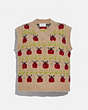 COACH®,LADY BUG SWEATER,Mixed Materials,Camel,Front View