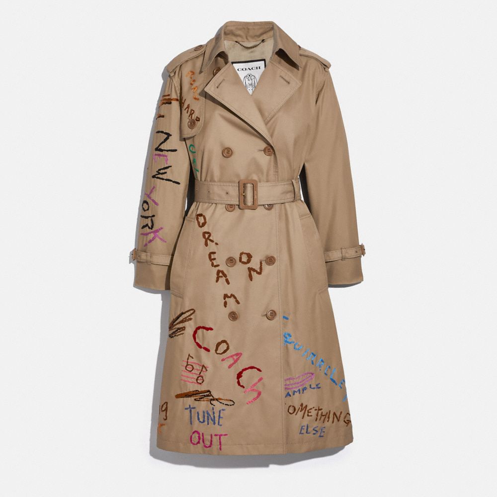 Embroidered Trench Coat