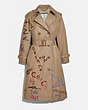 COACH®,EMBROIDERED TRENCH COAT,Cotton/Polyester,Classic Khaki,Front View