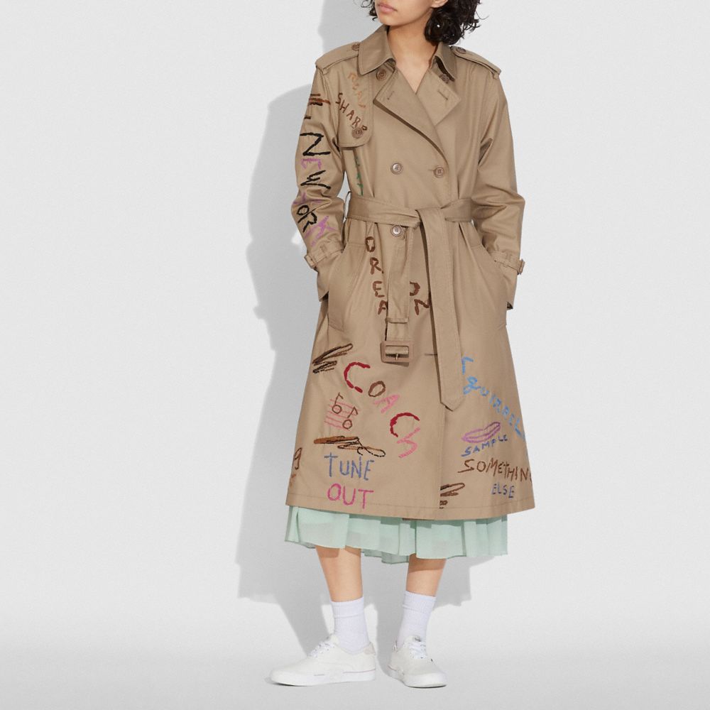 Embroidered Trench Coat