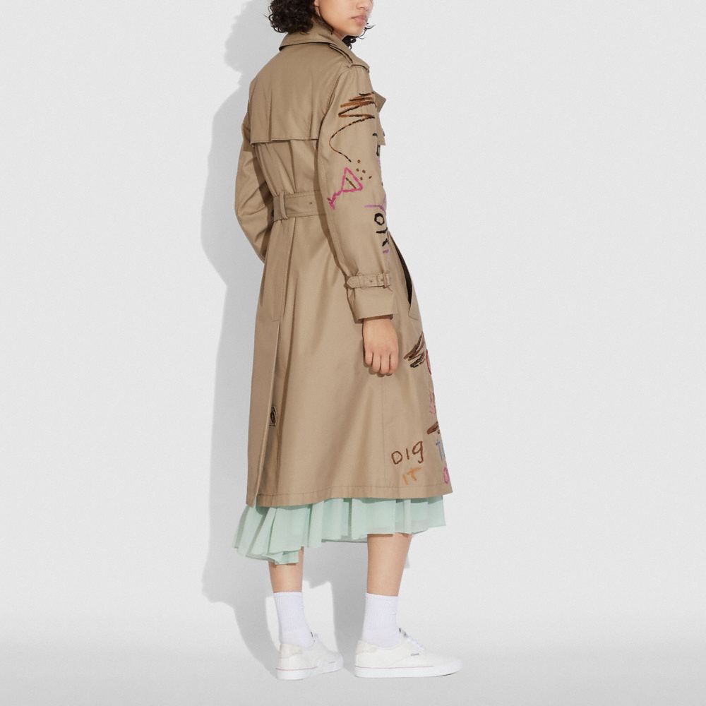 Embroidered Trench Coat