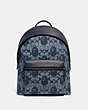 COACH®,BAPE X COACH CHARTER BACKPACK IN SIGNATURE CHAMBRAY,Jacquard,Large,Pewter/Chambray,Front View