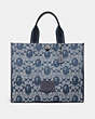 COACH®,BAPE X COACH TOTE 40 IN SIGNATURE CHAMBRAY,cotton,X-Large,Pewter/Chambray,Front View