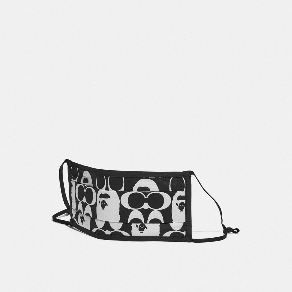 COACH®,BAPE X COACH FACE MASK,cotton,Black & White,Front View