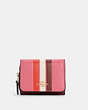 COACH®,SMALL TRIFOLD WALLET IN COLORBLOCK WITH STRIPE,Gold/Confetti Pink Mango Multi,Front View