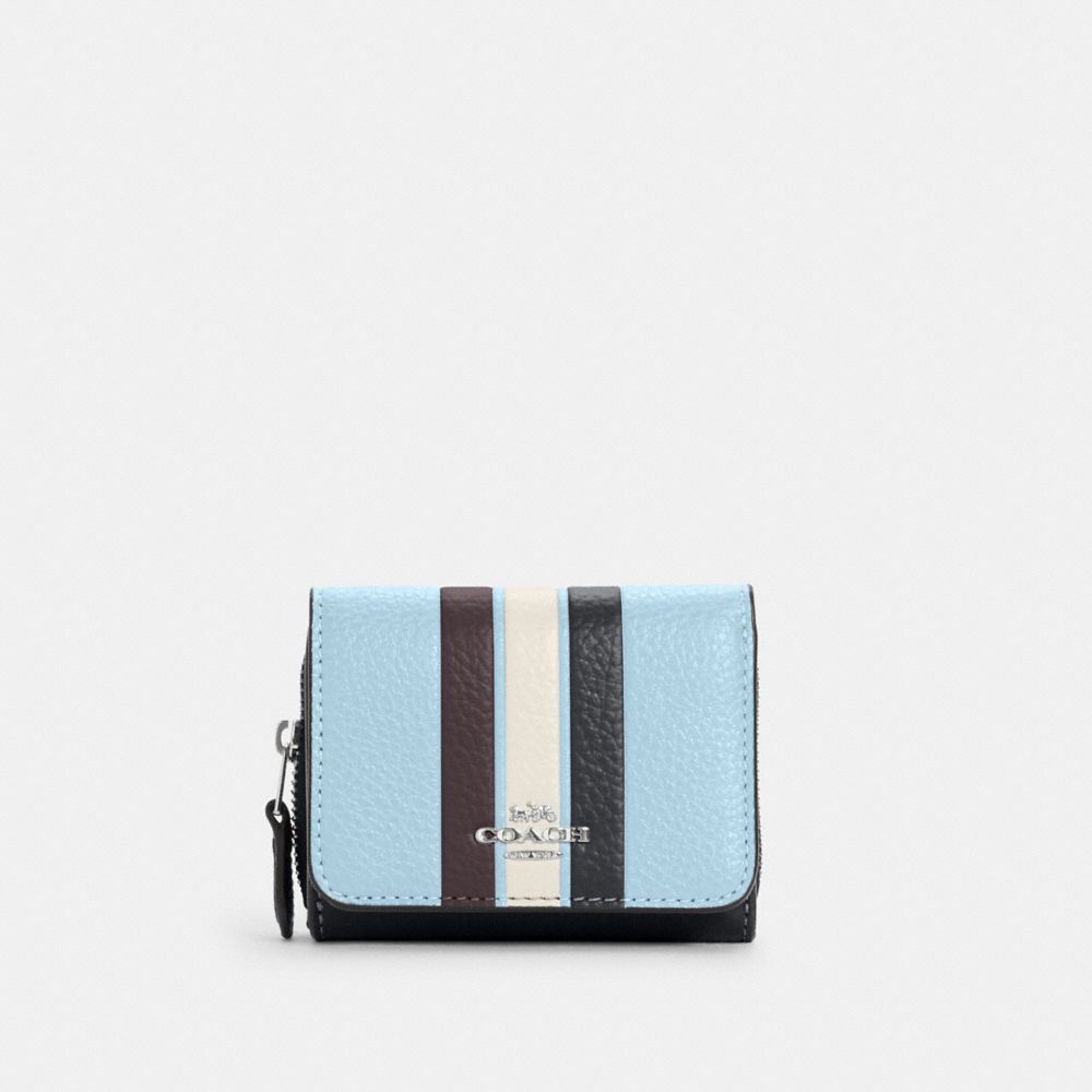 Small Trifold Wallet In Colorblock With Stripe