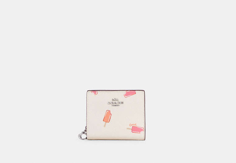 COACH®,SNAP WALLET WITH POPSICLE PRINT,Silver/Chalk Multi,Front View