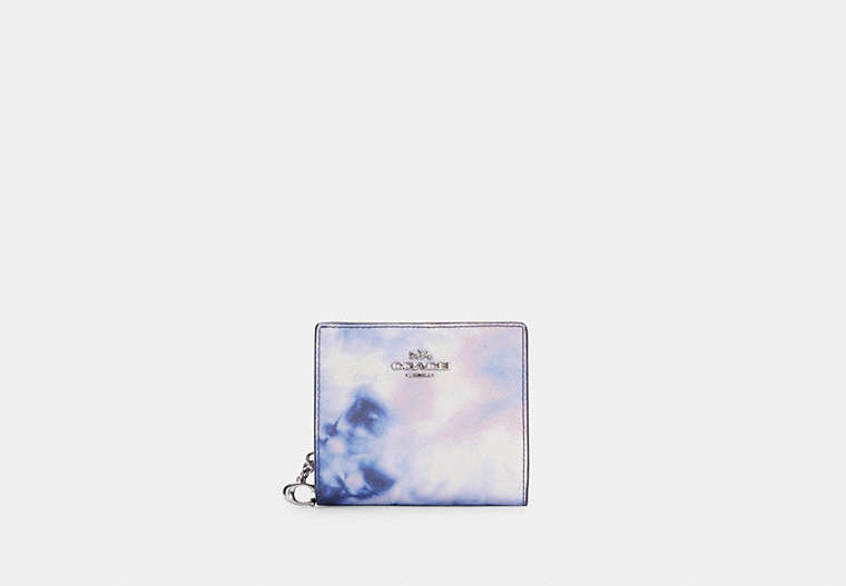 COACH®,SNAP WALLET WITH TIE DYE PRINT,Silver/Purple/Pink Multi,Front View