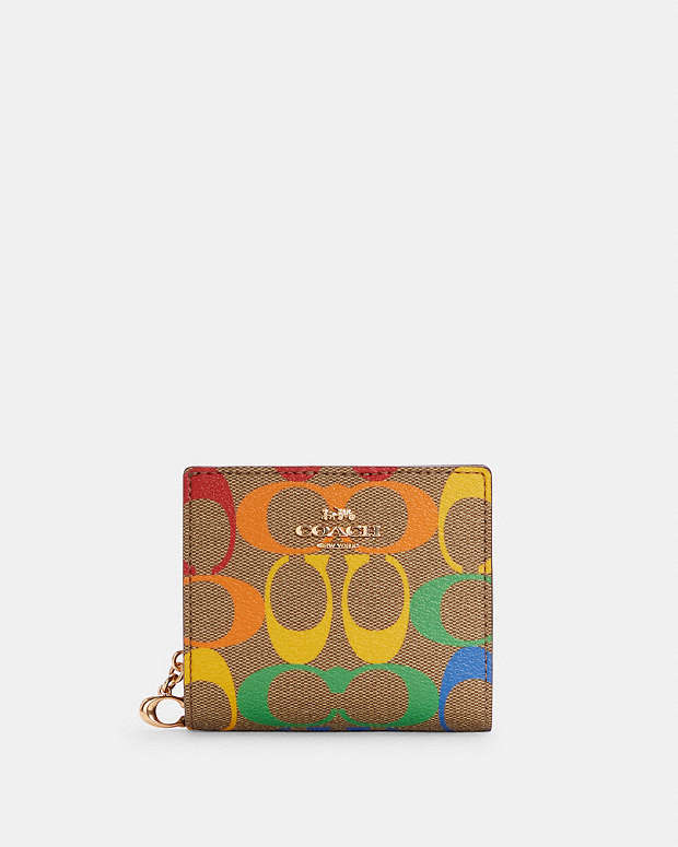 COACH® Outlet | Snap Wallet In Rainbow Signature Canvas