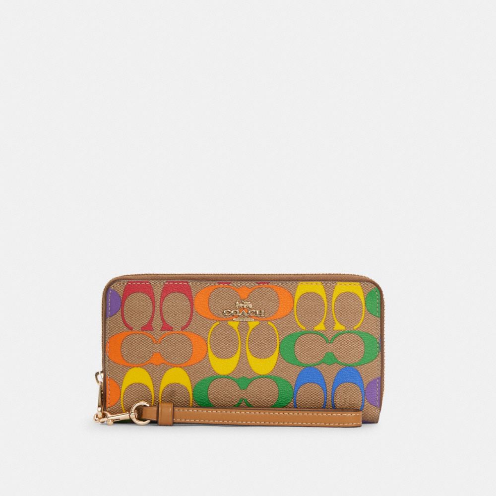 COACH® Outlet | Long Zip Around Wallet In Rainbow Signature Canvas