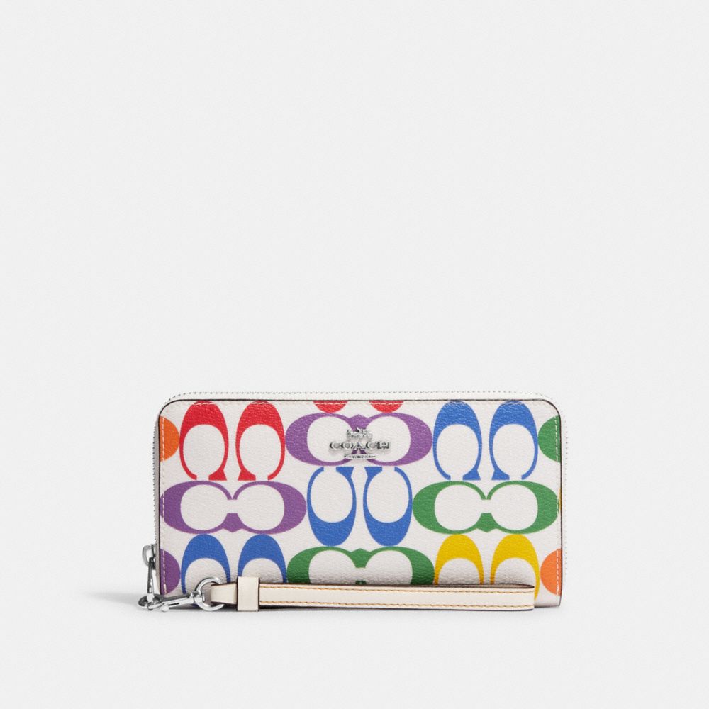 COACH® Outlet | Long Zip Around Wallet In Rainbow Signature Canvas