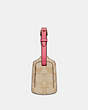 COACH®,LUGGAGE TAG IN SIGNATURE CANVAS,pvc,Gold/Light Khaki/Confetti Pink,Front View