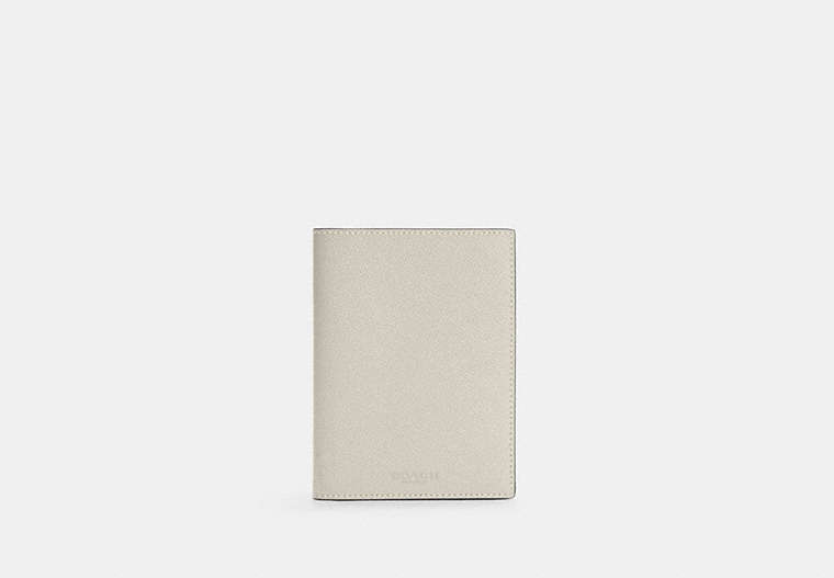COACH®,PASSPORT CASE,Leather,Small,Gold/Chalk,Front View