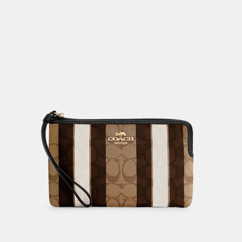 Large Corner Zip Wristlet In Signature Jacquard With Stripes