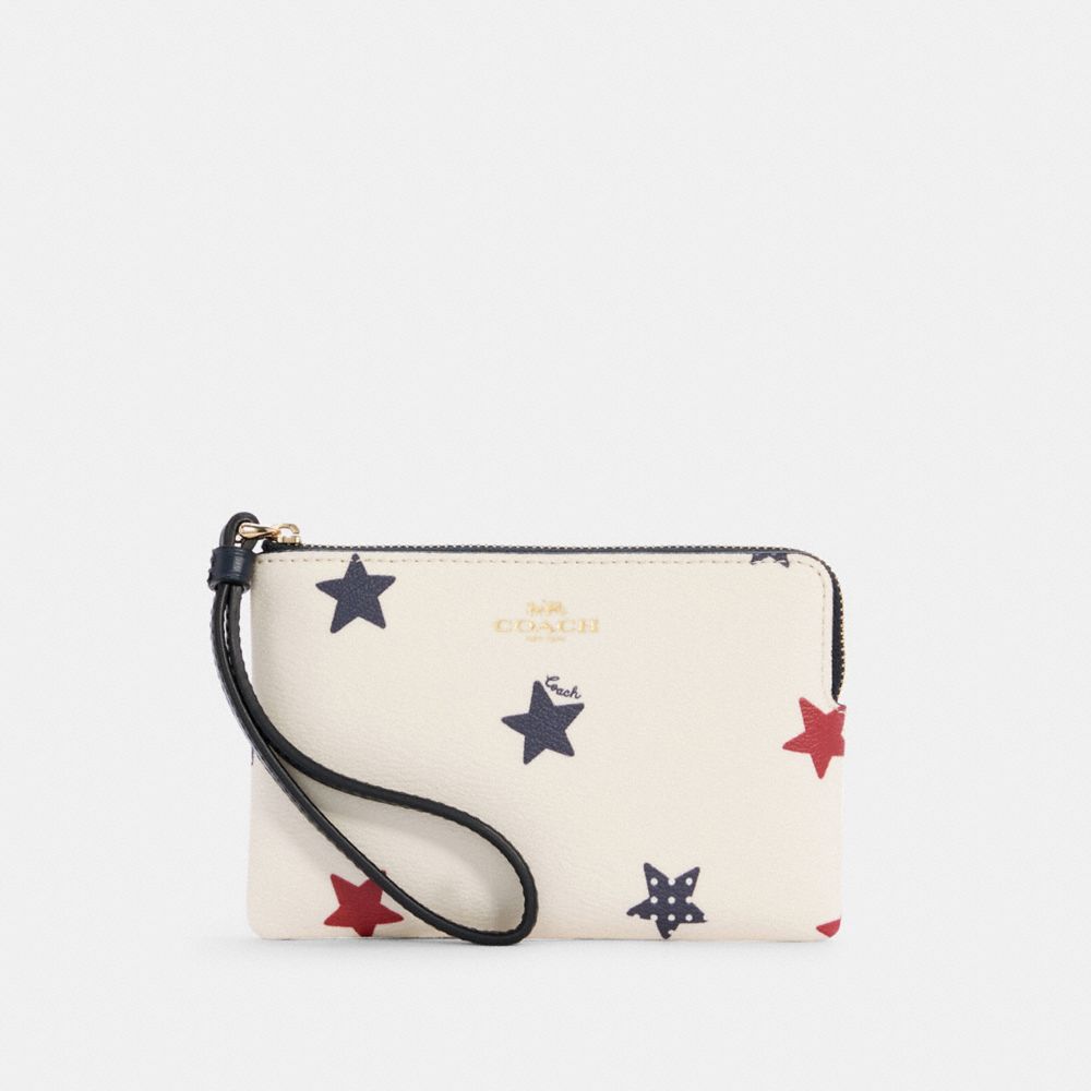 Wristlet à zip en coin avec étoiles américaines