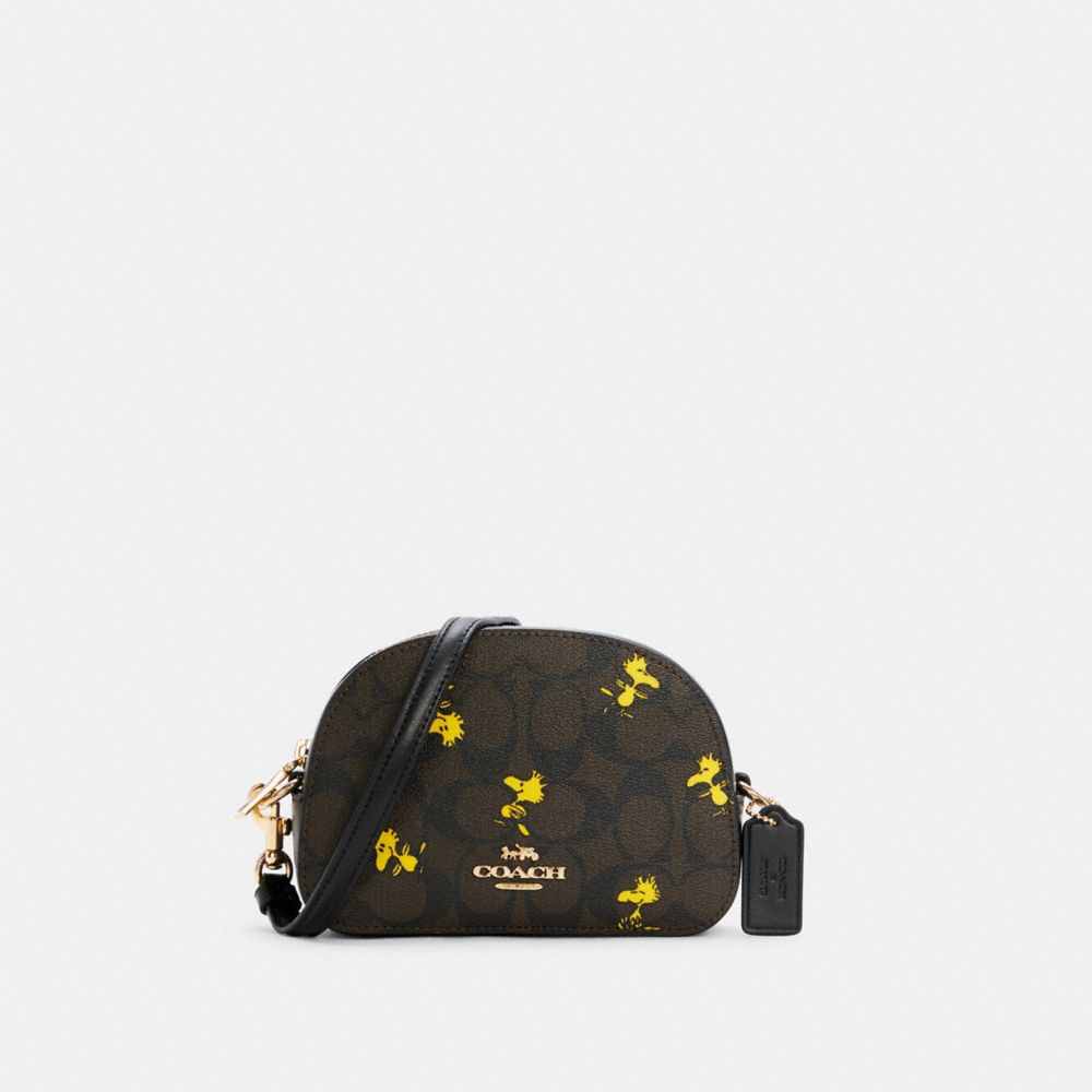 NWT Coach X Peanuts Mini Serena Crossbody Bag Signature Canvas Woodstock  Multi