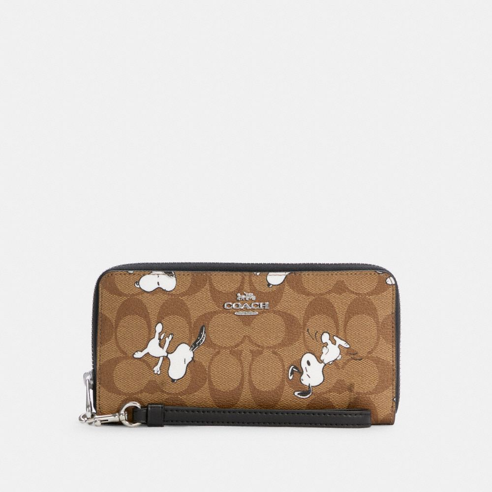 COACH Coach X Peanuts Long Zip Around Wallet In Signature