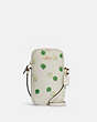 COACH®,NORTH/SOUTH ZIP CROSSBODY WITH APPLE PRINT,Gold/Chalk Multi,Front View