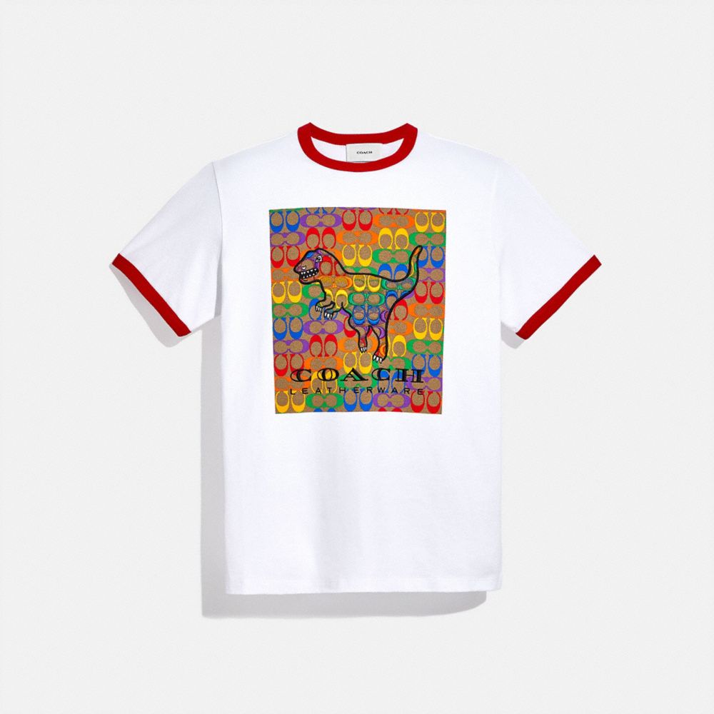T-shirt signature Rexy en coton biologique à motif arc-en-ciel