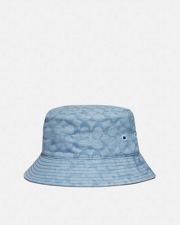 COACH® | Wide Signature Denim Bucket Hat