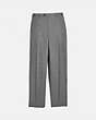 COACH®,SOLID FLAT FRONT PANTS,Polyester,GREY,Front View