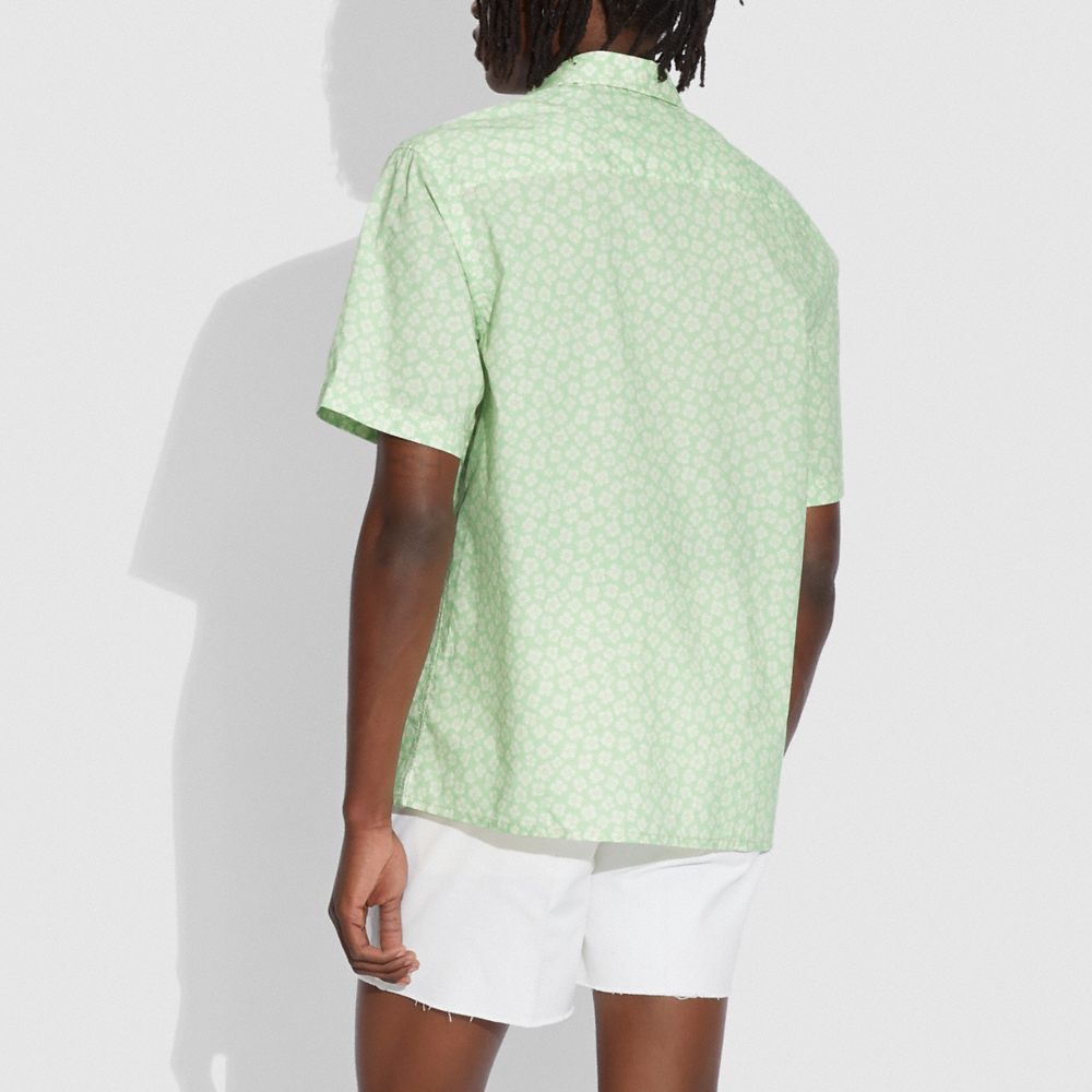COACH®,GRAPHIC DITSY PRINT SHORT SLEEVE SHIRT,cotton,Graphic Ditsy Green,Scale View